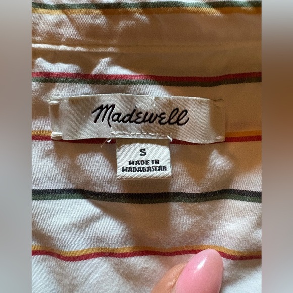 Madewell womens Central Shirt in Sadie Stripe white size small 100% cotton - Picture 10 of 12